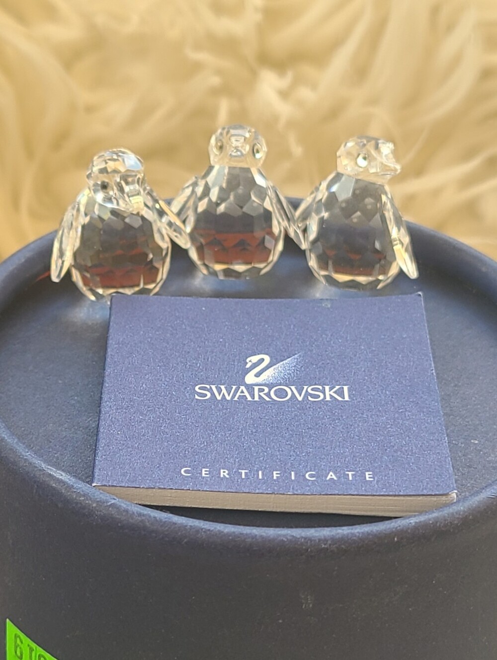 Swarovski Clear Crystal Penguin Trio Figurines- Excellent Condition